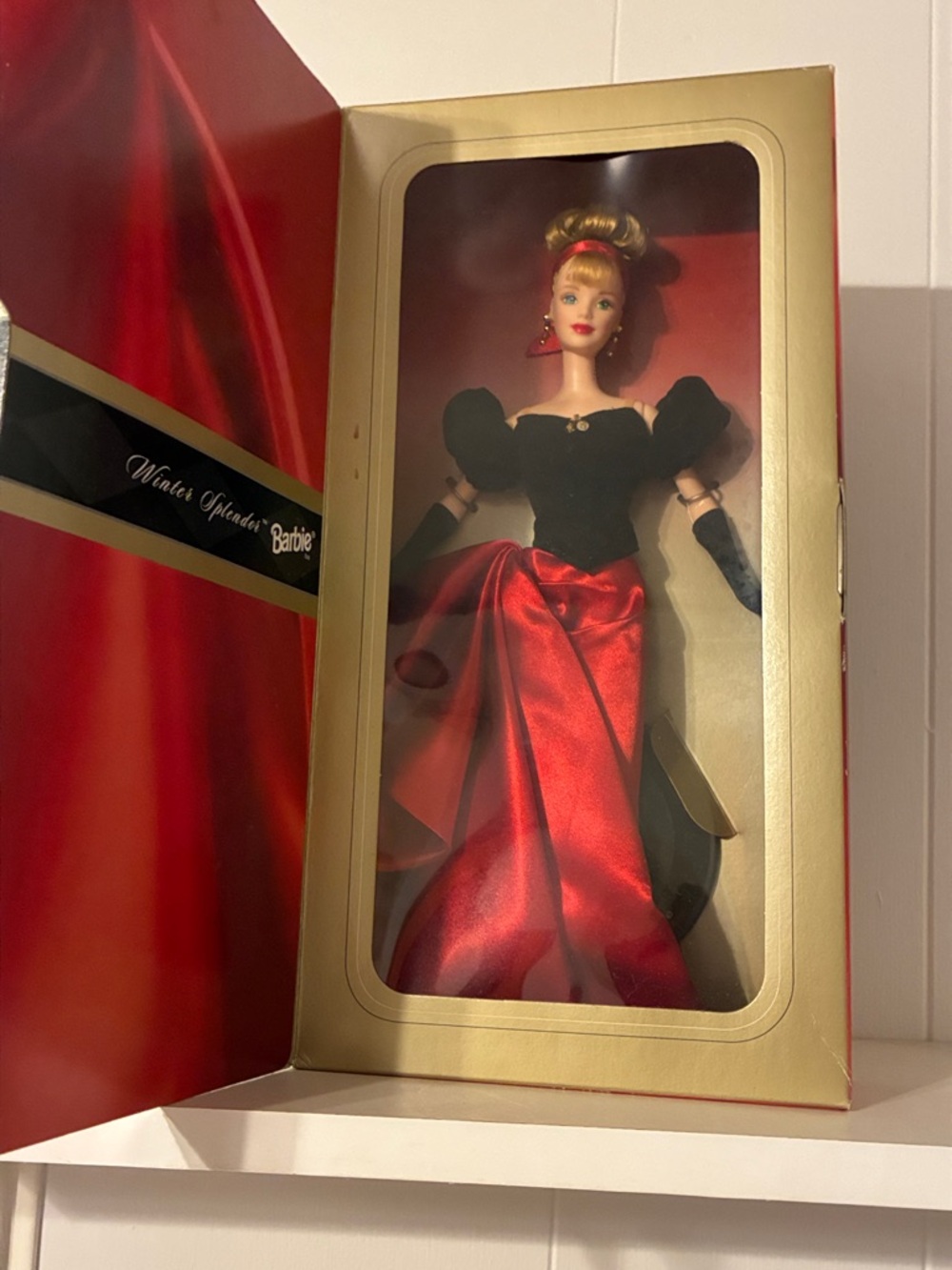 Barbie Doll in Black Bodice and Shiny Red Skirt